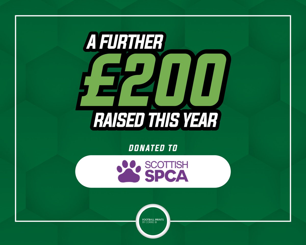 Thanks to your support, I’ve donated a further £200 to the <a href="/ScottishSPCA/">Scottish SPCA 🐾</a> this year! 🐾 Remember, every purchase makes a difference, with 25% of all profit going directly to UK charities! ⚽