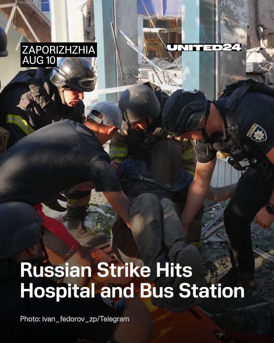🚨 19 hurt, 1 critical, after Russian strike slams hospital and bus station in Zaporizhzhia; rescue crews still digging through rubble.