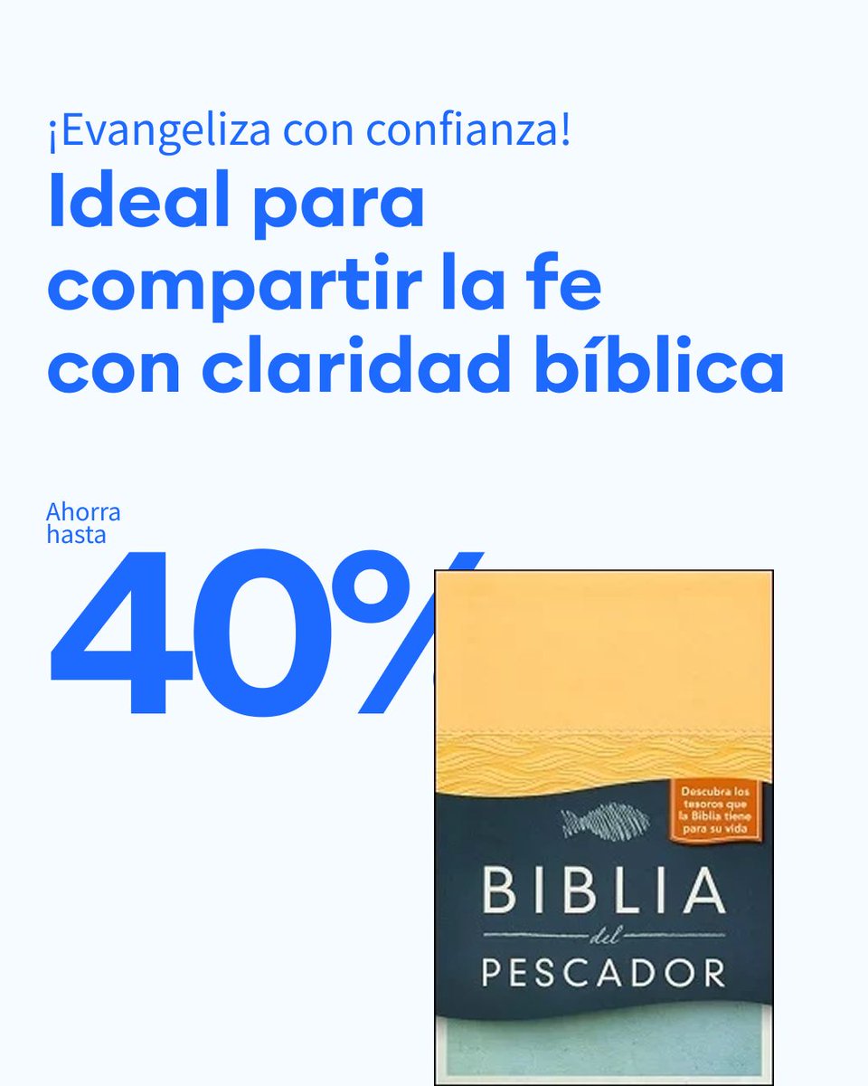 🎯¡Evangeliza con confianza! La Biblia del Pescador (solo notas) es una guía práctica para responder con la Palabra. 
Aprovecha el 40 % de descuento y prepárate para compartir tu fe con fundamentos sólidos. 📖 
👉 buff.ly/n4VLfWD