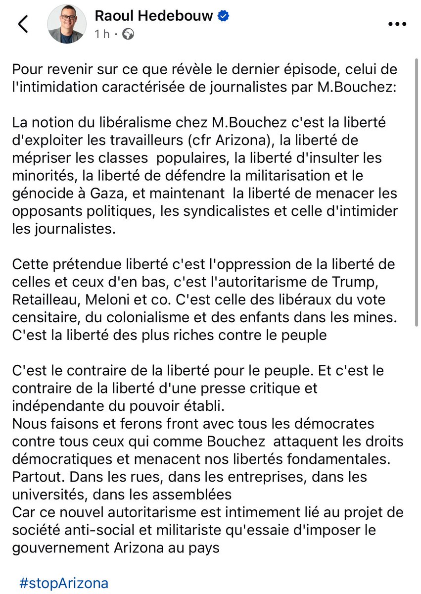 BenjaminDevos82's tweet photo. @RaoulHedebouw sur les dernières déclarations de GLB.
#cartepmr
#libertedelapresse
#stoparizona https://t.co/Rbh8KzlQHL