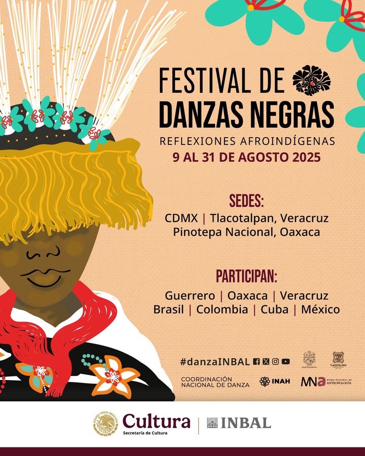 Del 9 al 31 de agosto disfruta del Festival de Danzas Negras. Reflexiones Afroindígenas, un encuentro que celebra la memoria, la identidad y la   resistencia de las comunidades afrodescendientes e indígenas del Sur   Global.

Consulta la programación➡️ danza.inba.gob.mx