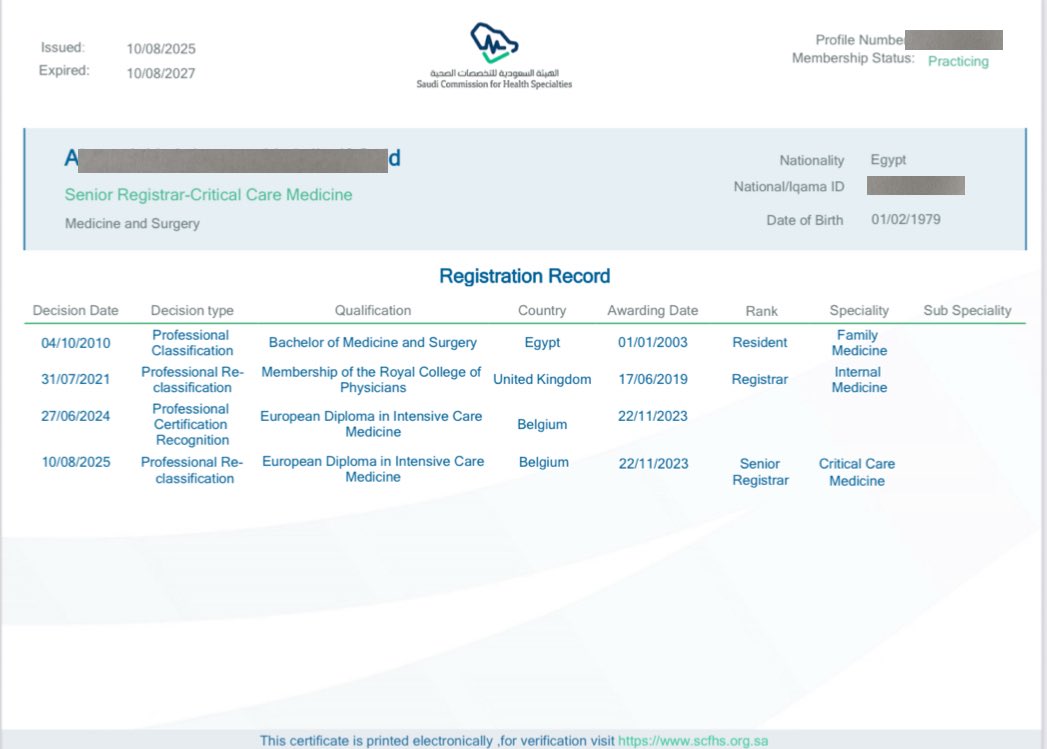 helpscfhs's tweet image. European Diploma in Intensive Care
Medicine
Senior Registrar