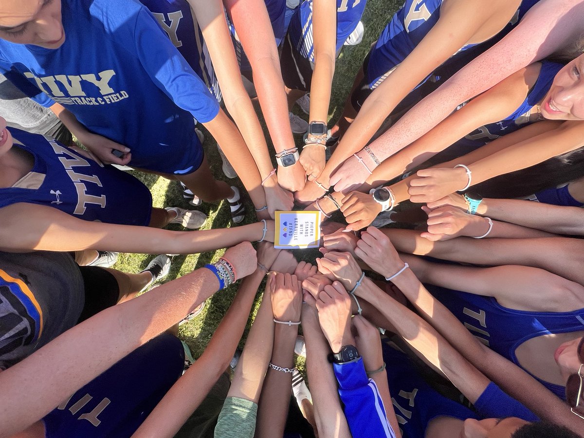 Tivy XC representing well at the Pieper Relay meet.  Shoutout to Pieper XC for the hand written cards and bracelets reminding us we never walk alone. #weareTIVY #youneverwalkalone #TFND