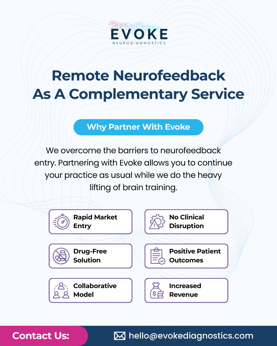 mindbriteteam's tweet photo. Tired of barriers holding back neurofeedback in your practice? High costs, steep training, equipment hassles? 

Evoke's NaaS model shatters them all: No upfront costs, zero training required, and seamless integration with NO clinical disruption. https://t.co/DVQhjna4YR