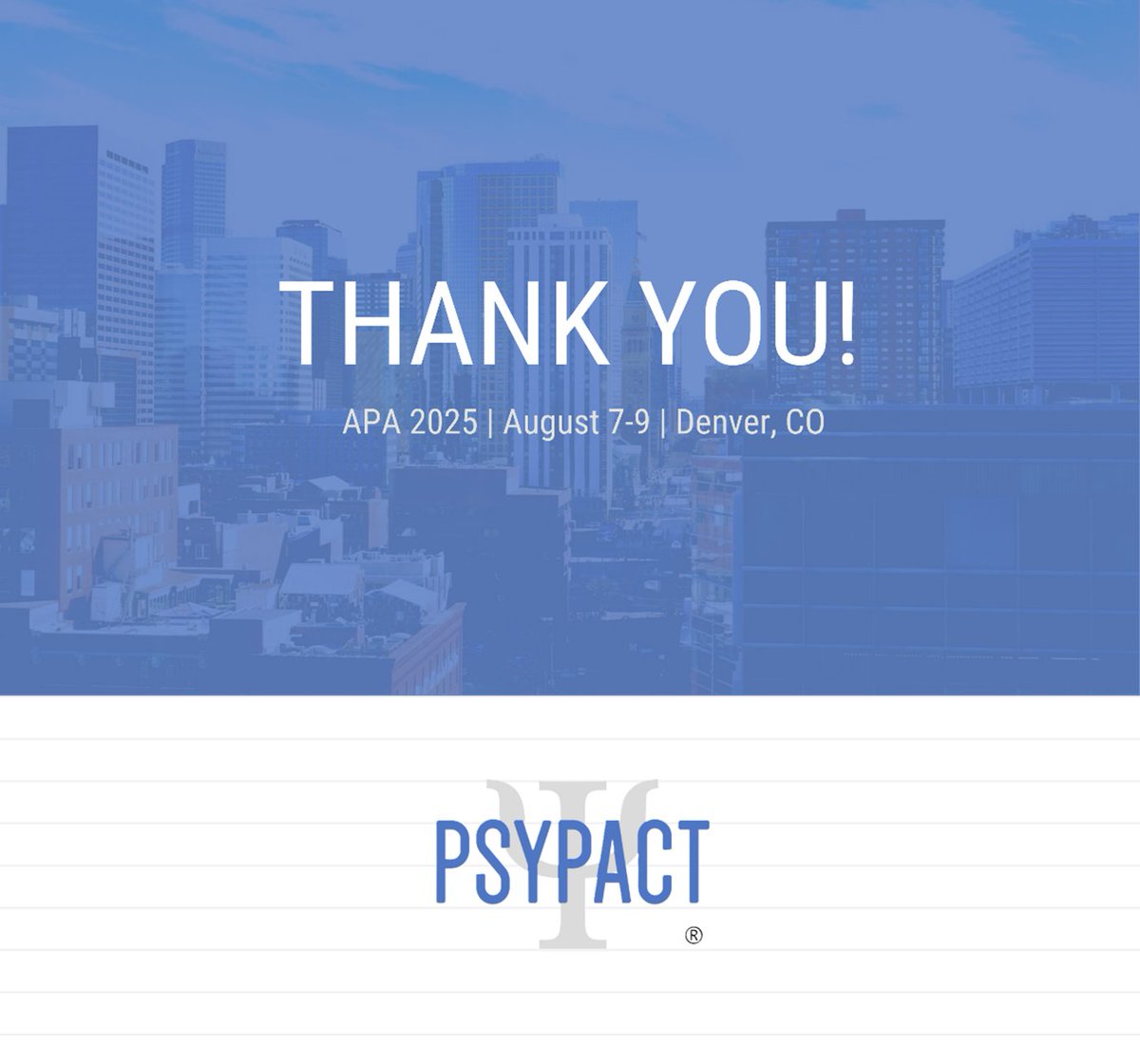 PSYPACT's tweet photo. What an inspiring few days at #APA2025 — thank you for being part of it. PSYPACT® had an incredible time at this year’s APA convention. Huge thanks to everyone who stopped by to chat with us. See you next year! 😊

#PSYPACT #APA2025 #Telepsychology #ThankYou https://t.co/75NdyTDGE6