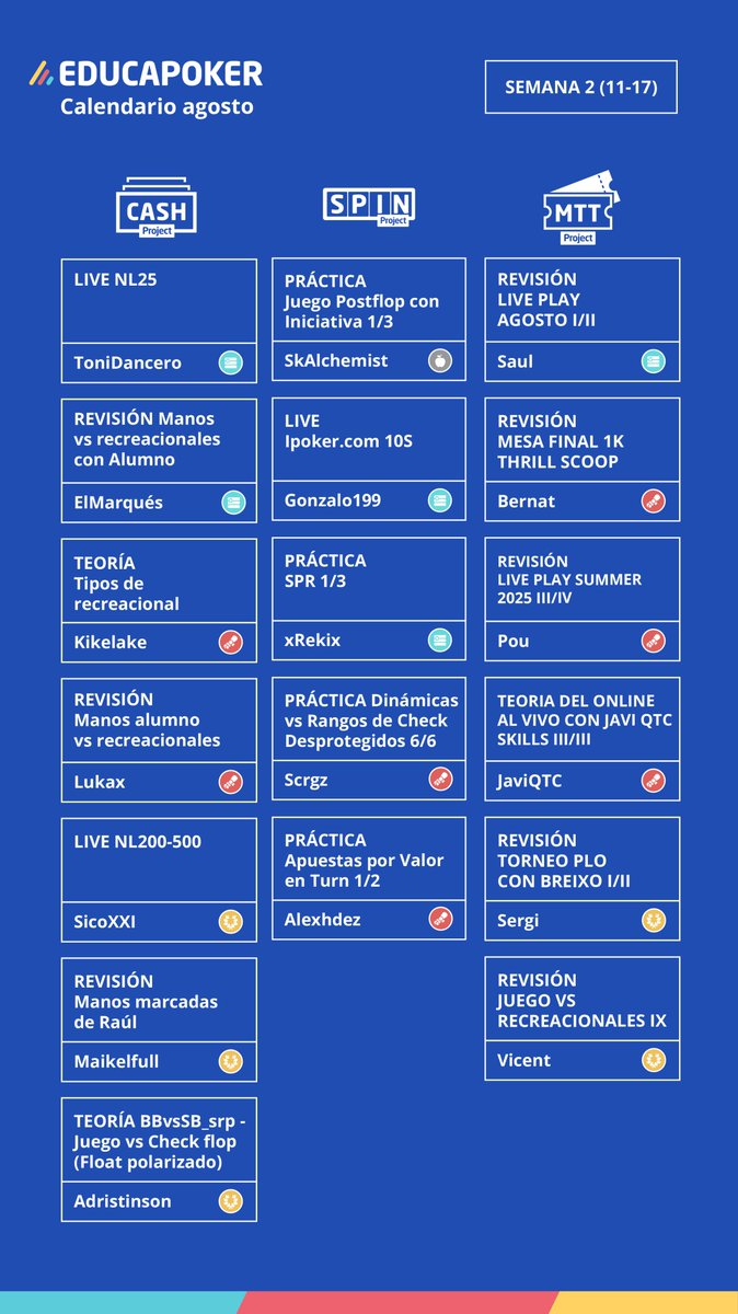 Facu Gallo (@fspadexx) on Twitter photo Semana 2!
Empezá a estudiar hoy en <a href="/EducaPoker/">EducaPoker</a>
educapoker.com/user/register?…
Recordá que con el código LATAM12 podes acceder 1 mes gratis a Universidad! Semana 2!
Empezá a estudiar hoy en <a href="/EducaPoker/">EducaPoker</a>
educapoker.com/user/register?…
Recordá que con el código LATAM12 podes acceder 1 mes gratis a Universidad!