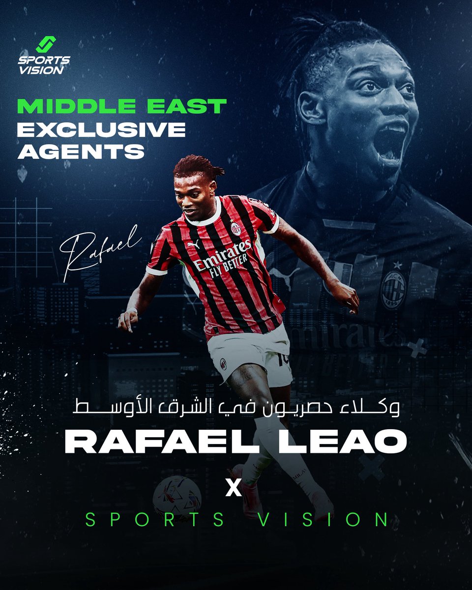 🚨✍️
تفخر Vision Sports بأن تكون الوكيل الحصري في الشرق الأوسط للنجم الدولي البرتغالي رافاييل لياو لاعب نادي AC Milan وأحد أبرز نجوم كرة القدم العالمية 🇵🇹⚡️
🔥