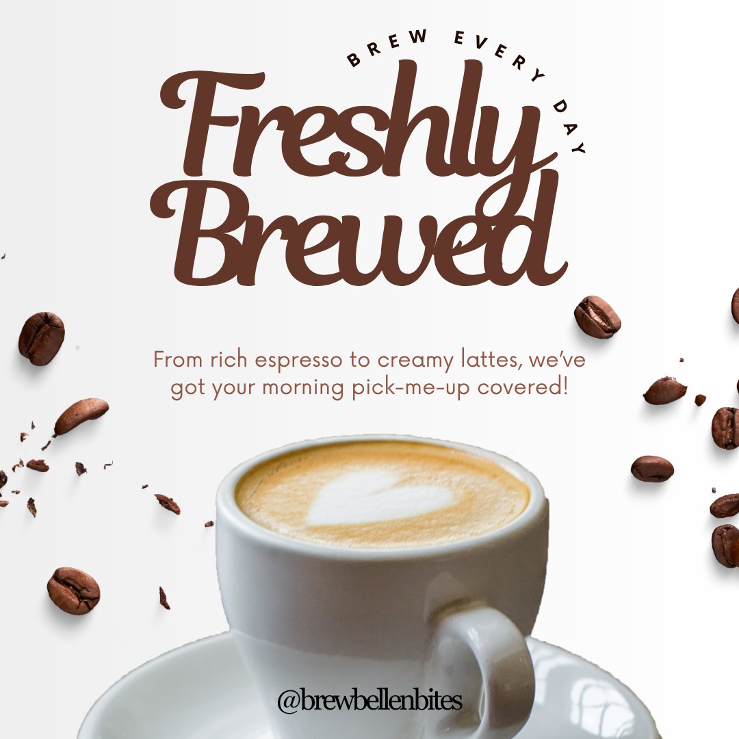 ✨ "Every sip is a hug in a cup. From bold espresso to silky lattes, we’ve got your mornings covered. 🌞"
#brewbellenbites #MorningCoffee #CoffeeLovers