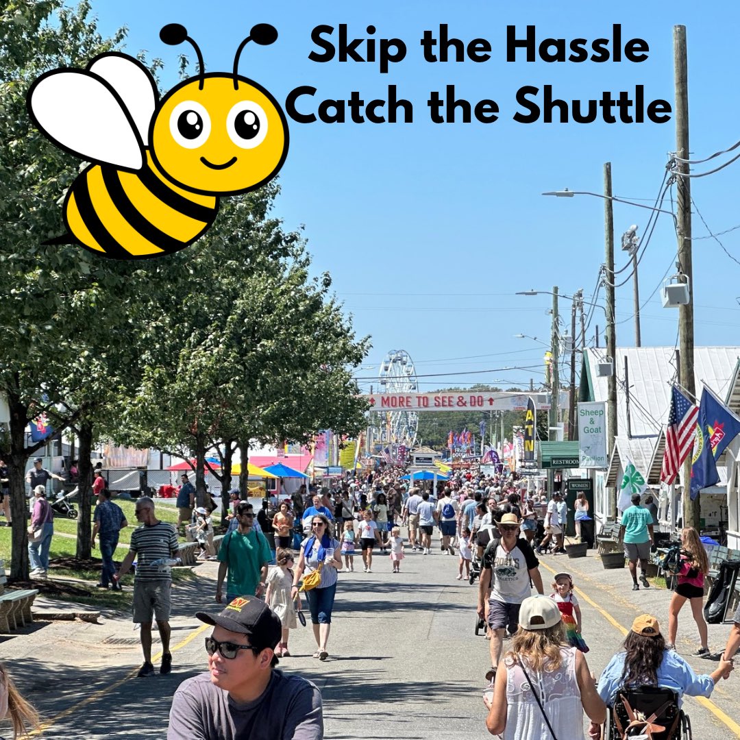 MOCOFAIR's tweet photo. 🚗🐝 Avoid the congestion — Park & Ride FREE! 🎡
Skip the traffic & park at Montgomery College Rockville or Germantown.
🚌 Free shuttles run to the Fairgrounds & back — more time for food, rides & fun!
ℹ️ https://t.co/ZPCyLhGYmK
#MoCoFair #FreeParking #FreeShuttle https://t.co/pkZBLFGucY