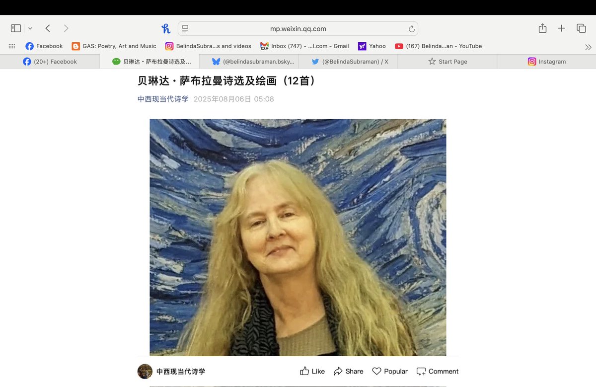 I have been translated into Chinese by Yongbo Ma, an outstanding #translator of English literary work into #Chinese . mp.weixin.qq.com/s/MQ3akltiQv0l… #poetrycommunity