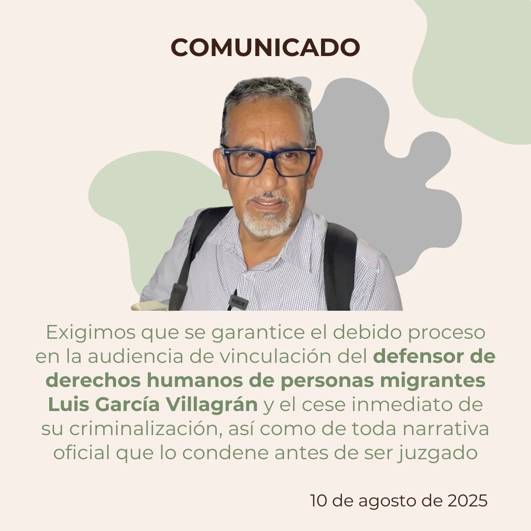⚠️#COMUNICADO
📢Organizaciones de la sociedad civil, colectivos, redes, académicas y personas defensoras de ddhh expresamos nuestra profunda preocupación ante la próxima audiencia del defensor de personas migrantes Luis García Villagrán 
🔴Consulta aquí: acortar.link/0TqQ6i