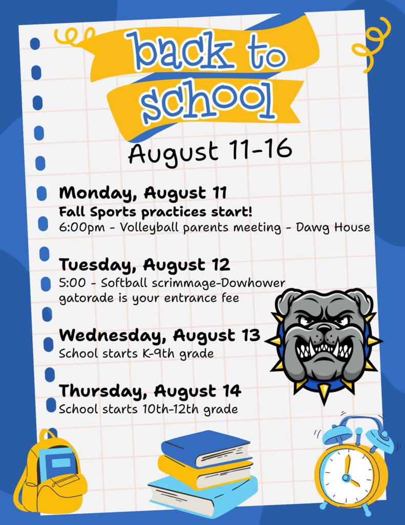 NPHS Activities Augst 11-16.  Welcome back!!