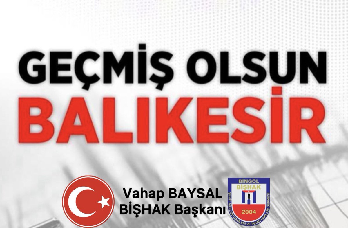 Balıkesir ve çevre illerde meydana gelen depremde etkilenen tüm vatandaşlarımıza geçmiş olsun dileklerimizi iletiyoruz. 

Allah beterinden korusun inşallah.
<a href="/bishak12/">BİŞHAK Derneği</a>