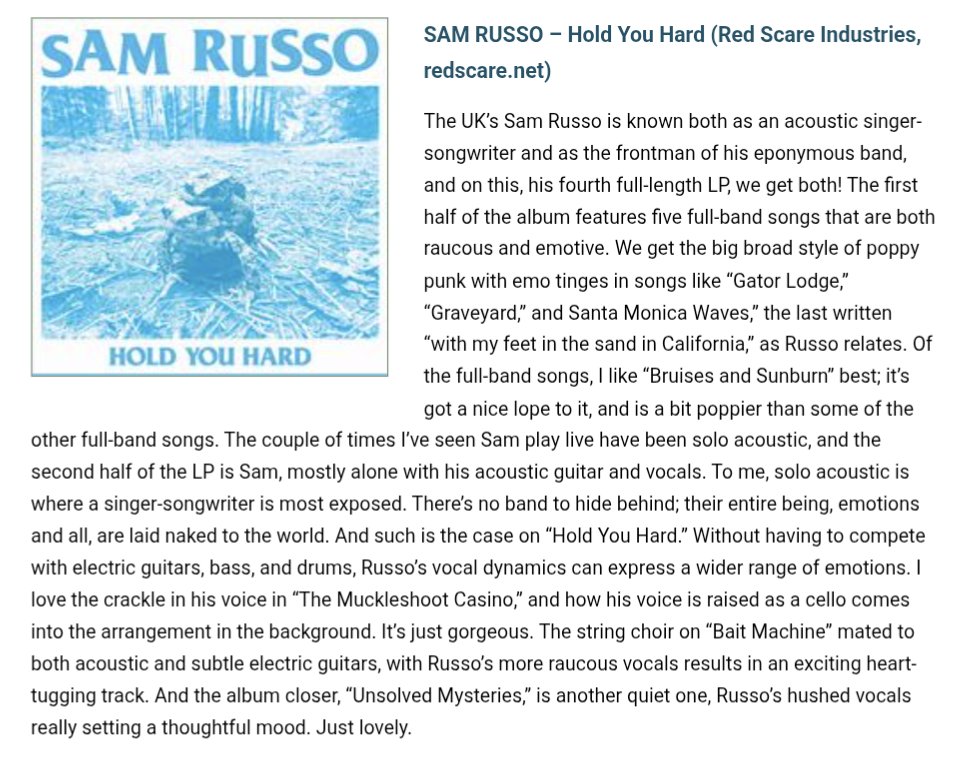 Paul from Jersey Beat had some good shit to say about the new @SamRussoMusic album. Have ya dabbled in it yet, amigo?