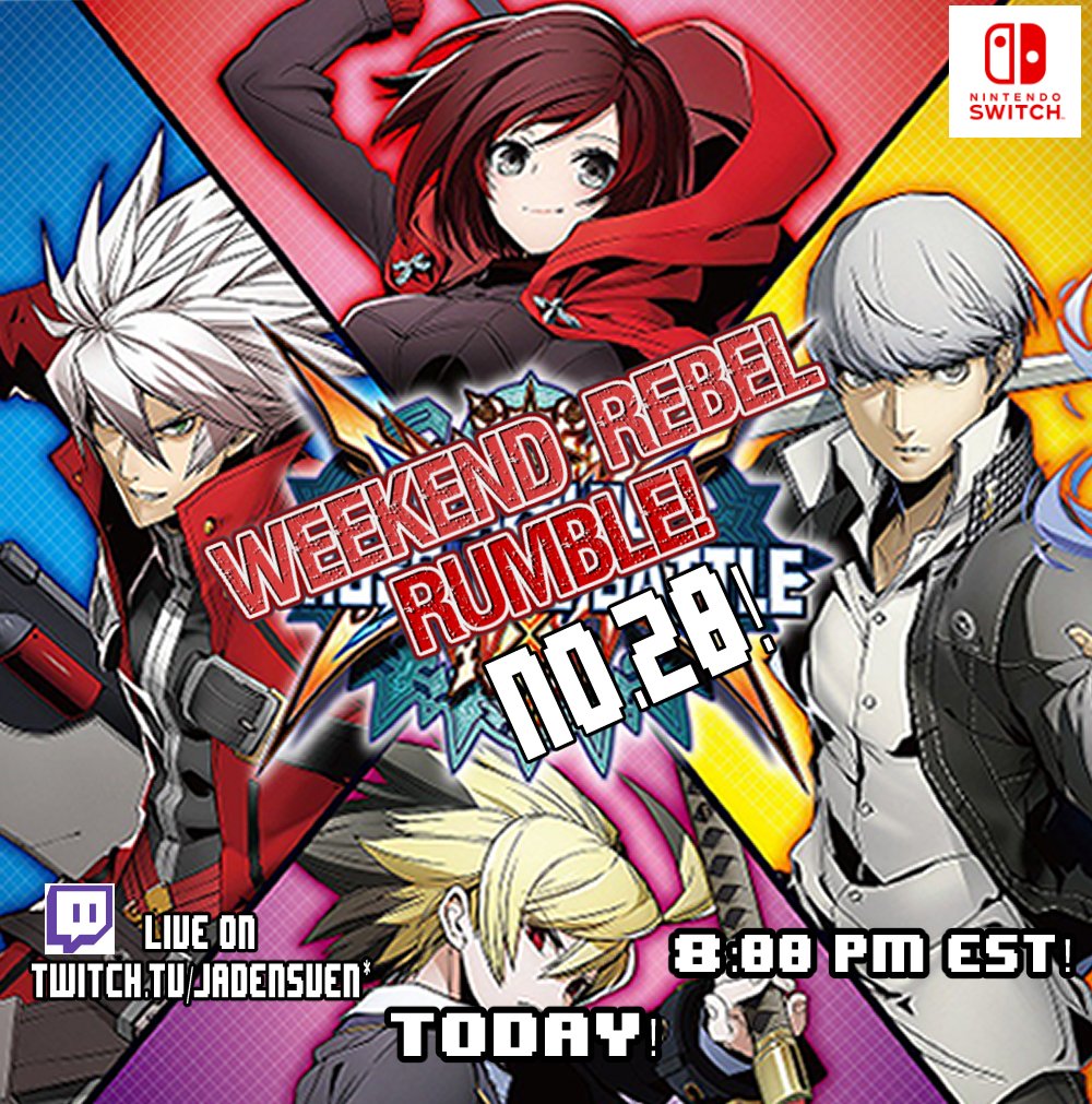 And NOW the main event! WRR 20 Day 3 closes out with BBTAG Switch later tonight! Signups close at 7:00 PM so make sure register or tune in on: twitch.tv/jadensven

start.gg/wrrnt