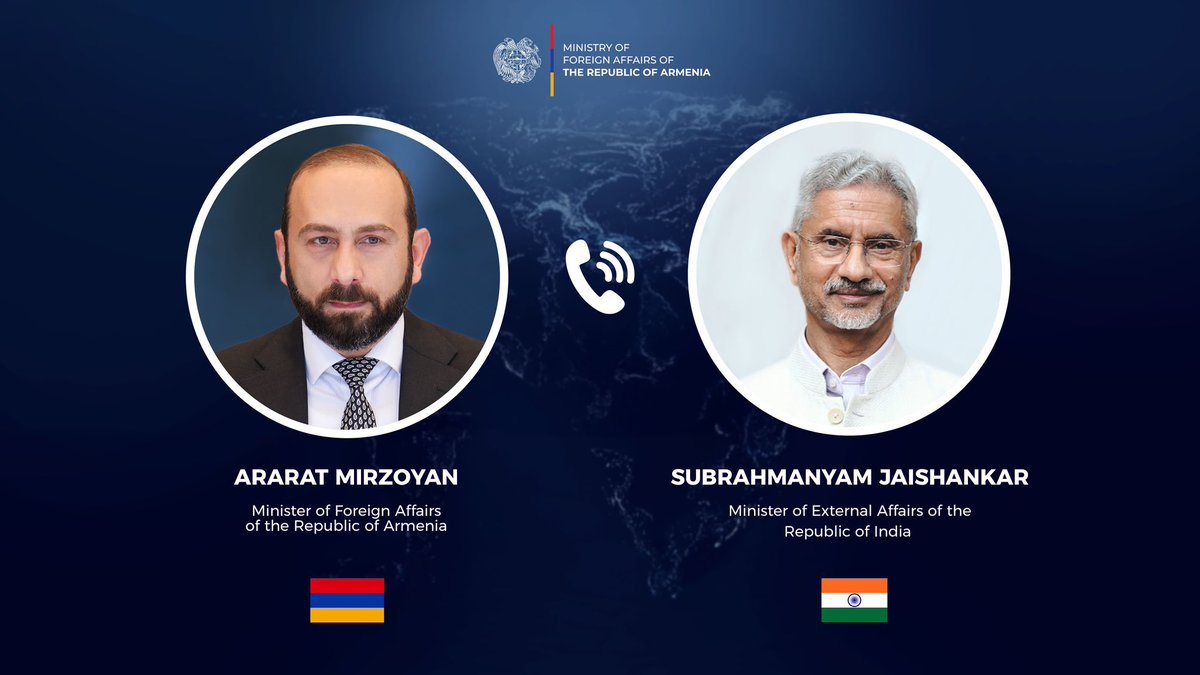 Ararat Mirzoyan (@araratmirzoyan) on Twitter photo Received a good 📞 call from <a href="/DrSJaishankar/">Dr. S. Jaishankar</a>. Appreciate his message on the milestone we achieved after the August 8 meetings in Washington D.C.
🤝 Agreed to continue our joint efforts towards further developing 🇦🇲-🇮🇳 partnership both bilateraly & on multilateral platforms. Received a good 📞 call from <a href="/DrSJaishankar/">Dr. S. Jaishankar</a>. Appreciate his message on the milestone we achieved after the August 8 meetings in Washington D.C.
🤝 Agreed to continue our joint efforts towards further developing 🇦🇲-🇮🇳 partnership both bilateraly & on multilateral platforms.