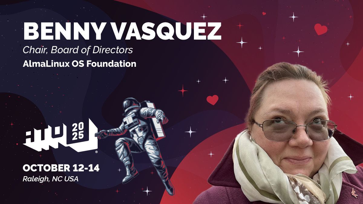 We're thrilled to have benny Vasquez (<a href="/bennyvasquez/">benny Vasquez</a>), Chair, Board of Directors for <a href="/AlmaLinux/">AlmaLinux</a>, presenting "Building a No-drama Community" at #AllThingsOpen! 2025.allthingsopen.org/sessions/build…