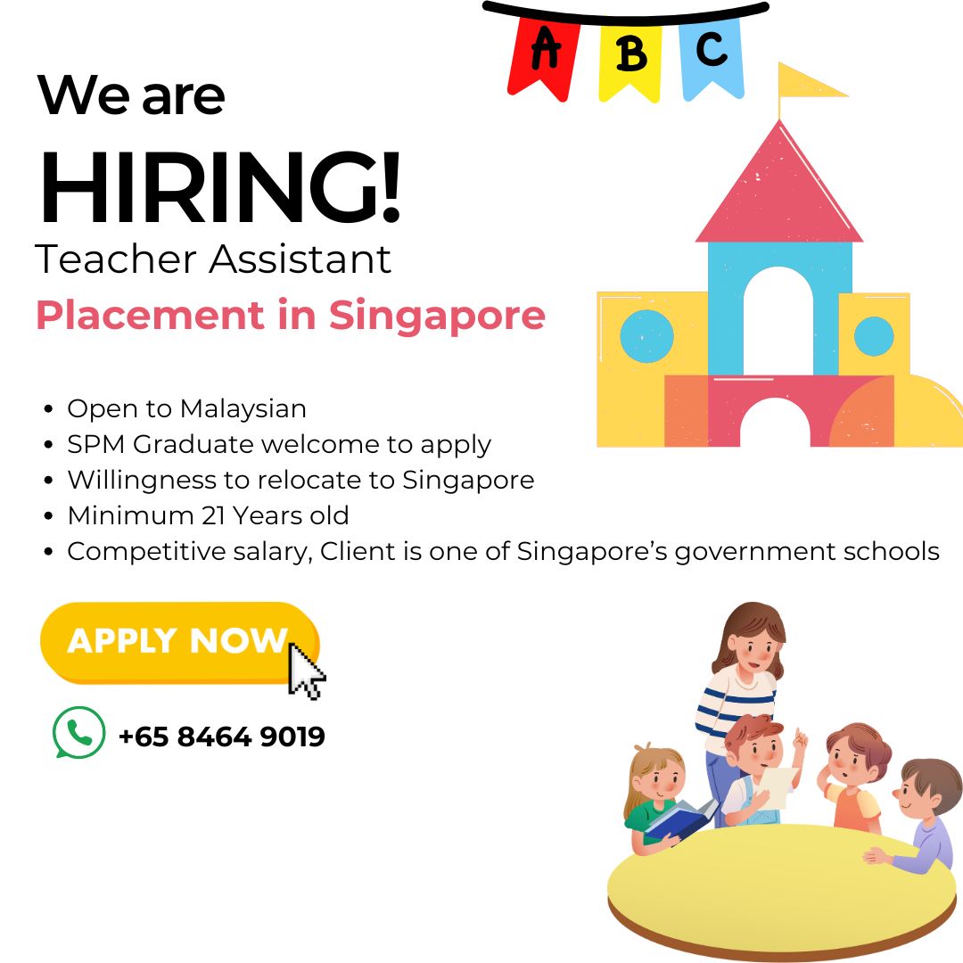 SGJOBVACANCY's tweet photo. Hiring Preschool Teacher &amp; Teacher Assistant
Singapore Job Vacancy 📷 -  SG Job Vacancy
For more details,
WhatsApp +65 8464 9019
#singaporejobvacancy #singaporejobs #sgjobvacancy #singaporejob #sgjobs #sgjobsearch #singaporepartime #singaporefulltimejob #sgpartimejob https://t.co/7sGpz5B51S