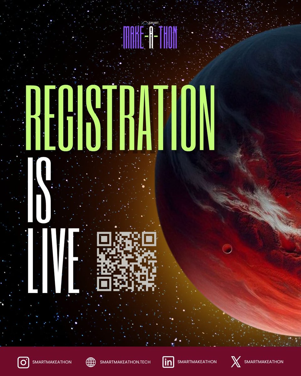 Smartmakeathon's tweet image. 🚀 Registration is LIVE! 🛠️✨
Join Smart Make-a-thon — where innovation meets creation!
📅 Don’t miss your chance to be part of the ultimate maker’s challenge.

🔗 Scan the QR or visit: smf-smart-makeathon.devfolio.co

#SmartMakeathon #Hackathon #Makers #TechInnovation #RegistrationOpen