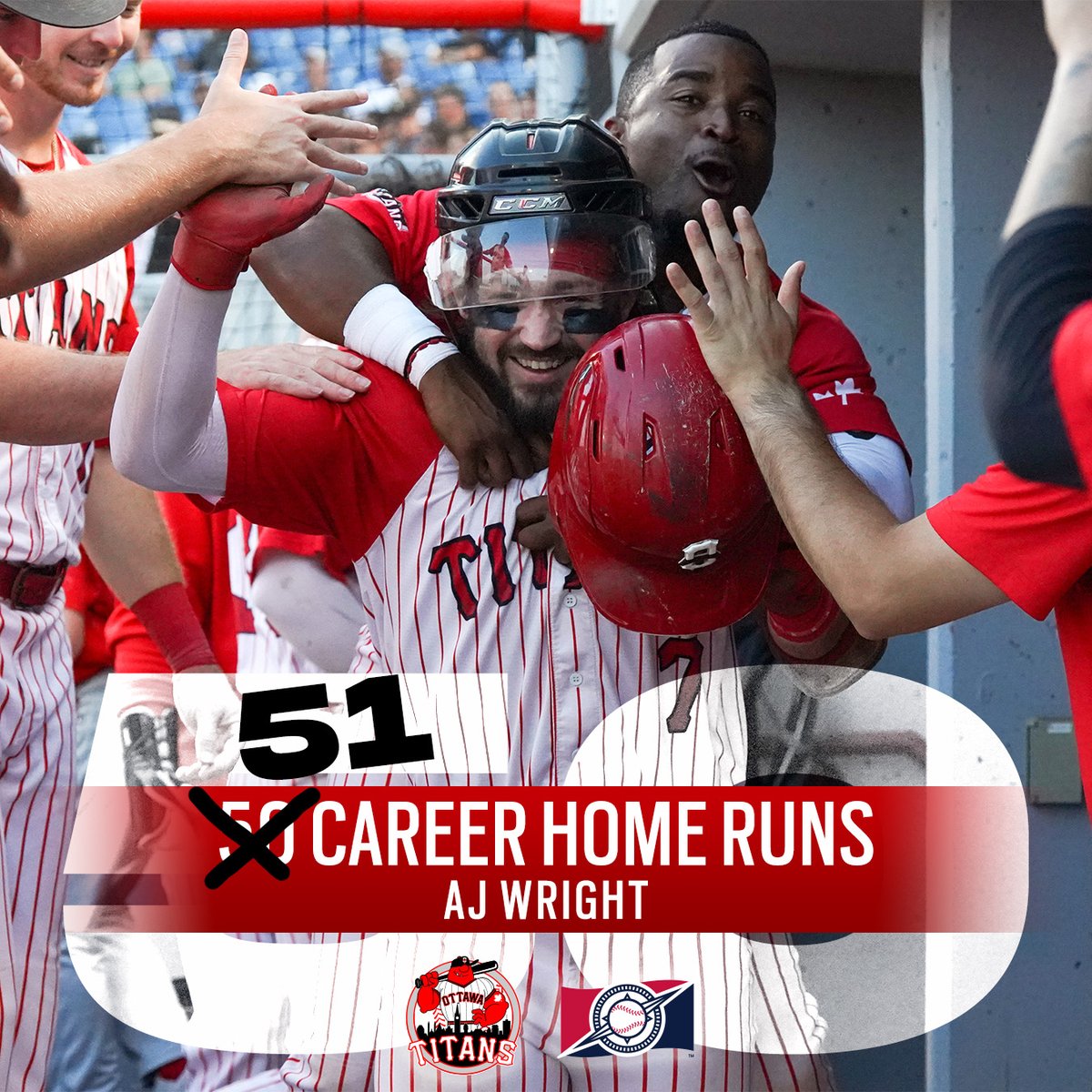 ottawa_titans's tweet photo. BOT 6 | QC 5, OTT 2

AJ sends his 51st career home run 428 feet!! 🤯

#HereToStay https://t.co/yTaSqR5i8Q