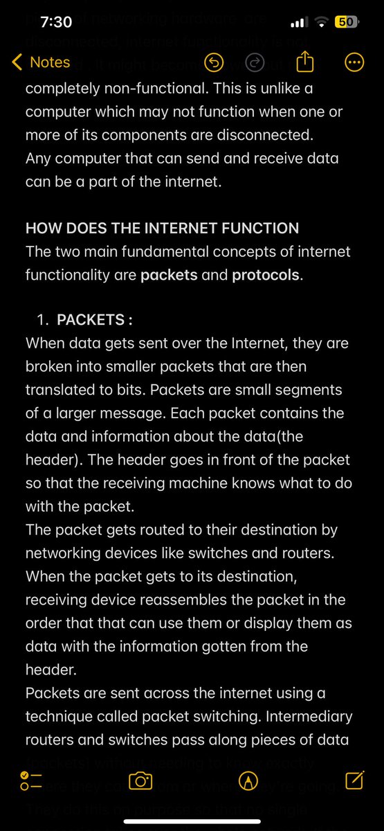 Udochukwuka_'s tweet photo. Day 25 of #100DaysOfCode 🌐
Today I learned how the Internet really works,from networks and packet switching to protocols like TCP/IP . Turning clicks into webpages in seconds. Screenshots of today's note below 📝👇

#Networking #CyberSecurity #WebDevelopment https://t.co/gc8lu5PngG