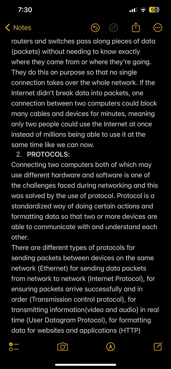 Udochukwuka_'s tweet photo. Day 25 of #100DaysOfCode 🌐
Today I learned how the Internet really works,from networks and packet switching to protocols like TCP/IP . Turning clicks into webpages in seconds. Screenshots of today's note below 📝👇

#Networking #CyberSecurity #WebDevelopment https://t.co/gc8lu5PngG