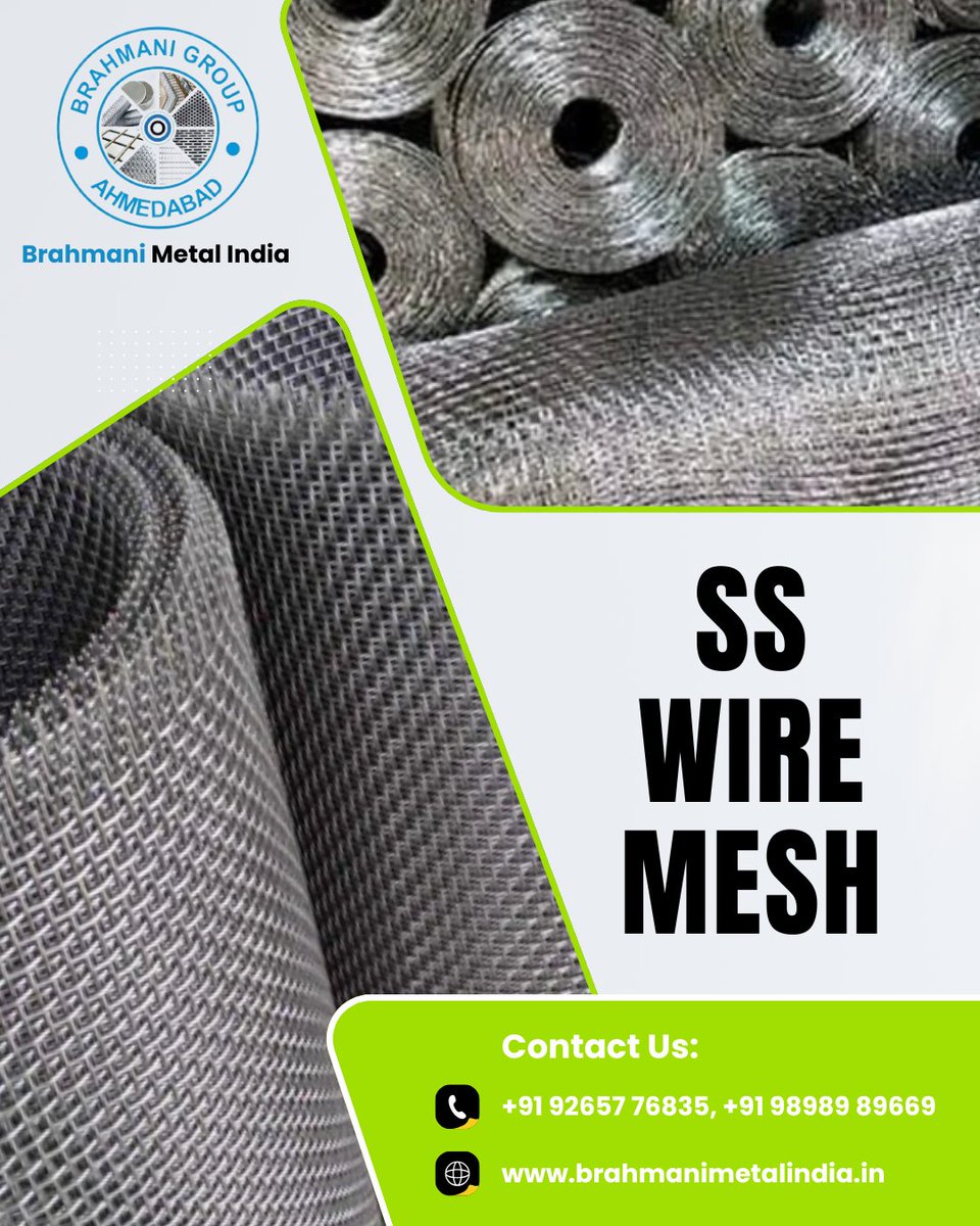 BrahmaniMetal's tweet image. Brahmani Metal India, we are expert manufacturers and suppliers of high-quality SS (Stainless Steel) Wire Mesh.

📞 +91 92657 76835, +91 98989 89669
📧 brahmanimetalindia@gmail.com
🌐 brahmanimetalindia.in

#SSWireMesh #WireMesh #StainlessSteel #BrahmaniMetalIndia