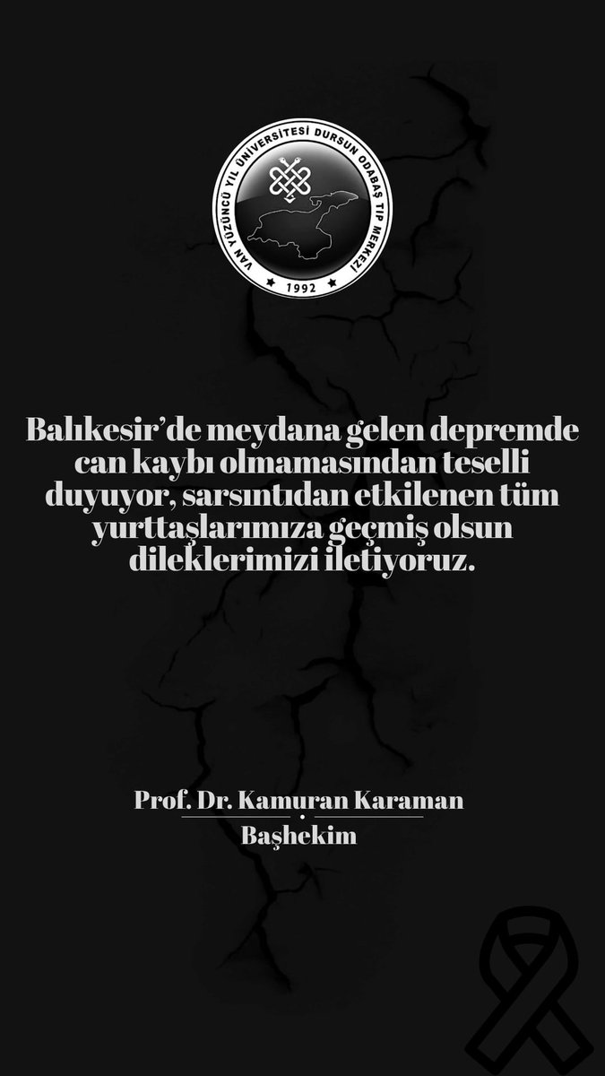 vanyyuhastane's tweet photo. Balıkesir’de meydana gelen depremde can kaybı olmamasından teselli duyuyor, sarsıntıdan etkilenen tüm yurttaşlarımıza geçmiş olsun dileklerimizi iletiyoruz.
@profdrkkaraman @KusanSefer https://t.co/L2IFdmVoVX