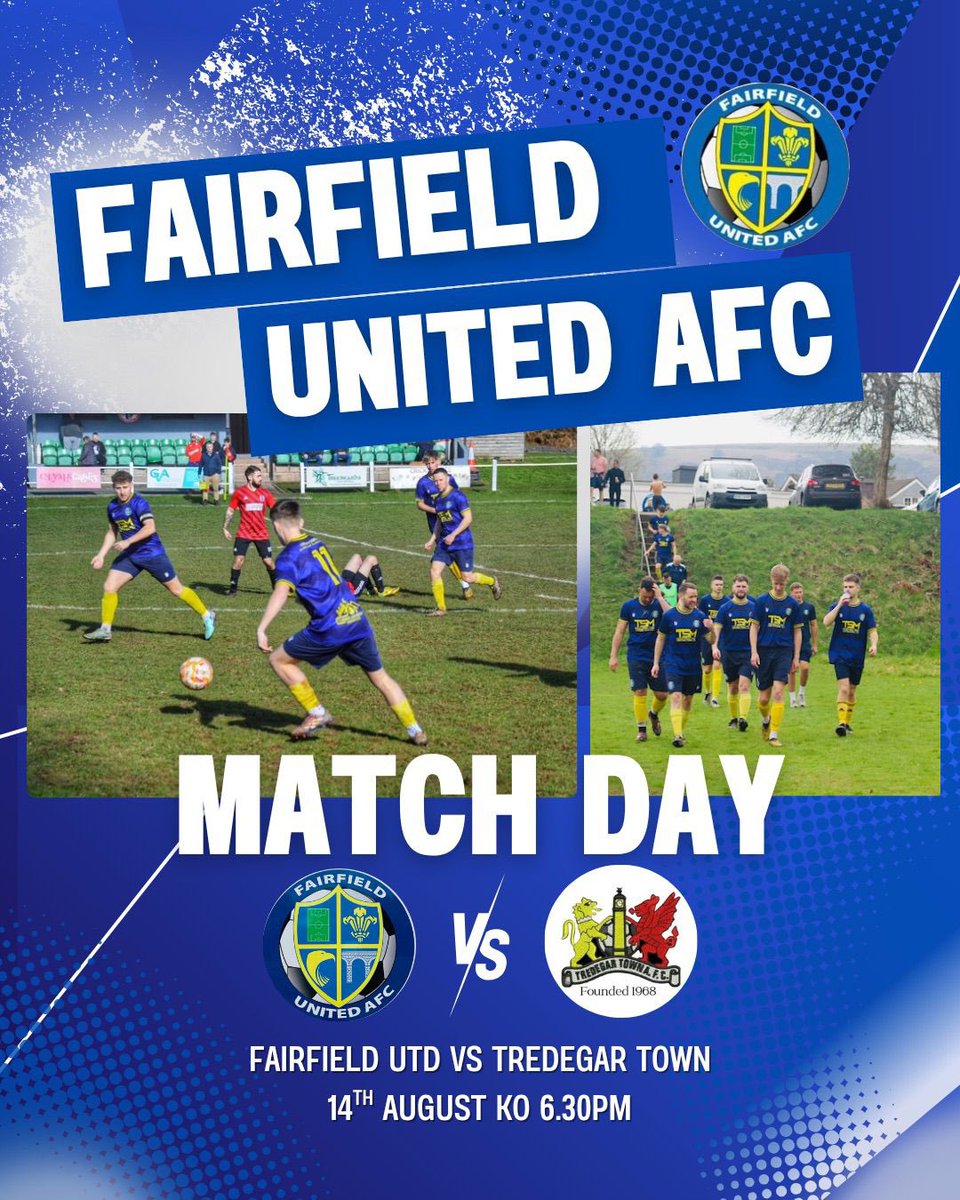 FairfieldUtd's tweet photo. Looking to the week ahead, two midweek games for the club.
First up ⤵️

The Development Team take on @clydach_waspsfc Reserves away
🗓️ Tuesday 12th August

On to Thursday where the first team host @fctredegar 
🗓️ Thursday 14th August

📢 Come along and support the boys https://t.co/pqqzcSegkM