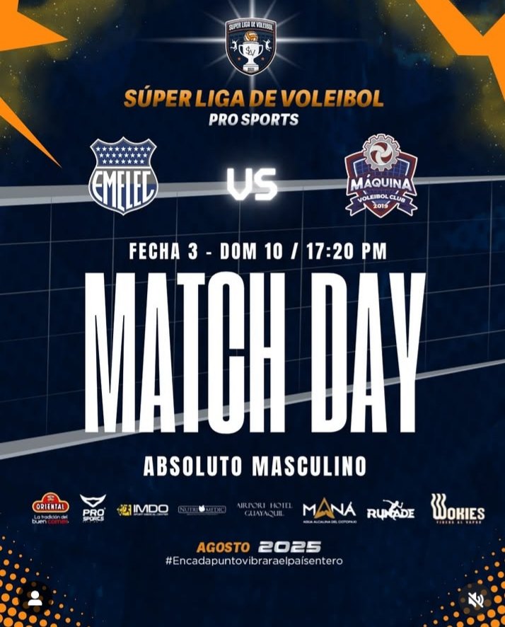 csevoleibol (@csevoleibol) on Twitter photo Hoy es el día no te quedes sin vivir lo mejor del voleibol 🏐 apoyemos al <a href="/CSEmelec/">Club Sport Emelec</a> se jugará en UVIV, pueden ubicarlo maps.app.goo.gl/omtgJBbYJgy3aR…
Ingreso $2 + parqueo $1.
#MasUnidosQueNunca 🤜🏼🤛🏼 #DaleEmelec ⚡
<a href="/Jorgeguzman_ofi/">Jorge Guzman</a> Hoy es el día no te quedes sin vivir lo mejor del voleibol 🏐 apoyemos al <a href="/CSEmelec/">Club Sport Emelec</a> se jugará en UVIV, pueden ubicarlo maps.app.goo.gl/omtgJBbYJgy3aR…
Ingreso $2 + parqueo $1.
#MasUnidosQueNunca 🤜🏼🤛🏼 #DaleEmelec ⚡
<a href="/Jorgeguzman_ofi/">Jorge Guzman</a>
