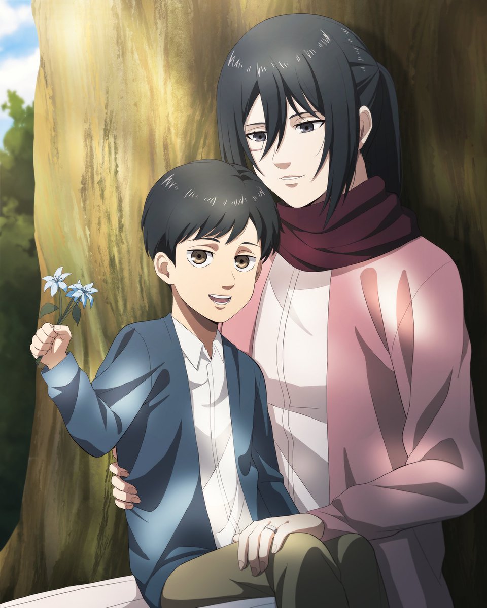 Saw this panel again and started thinking about mom Mikasa 🥺 
#aot 