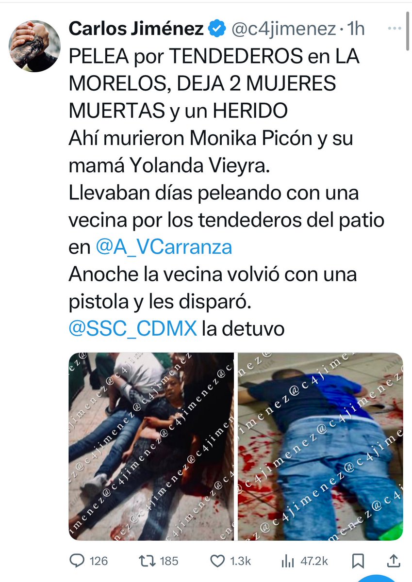 DETENIDA por el ASESINATO de 2 VECINAS… por UNOS TENDEDEROS
Indira López Muñoz llevaba días peleando con sus vecinas por unos tendederos de su vecindad en La Morelos.
Indira y 2 tipos mataron anoche a esas vecinas.
<a href="/SSC_CDMX/">SSC CDMX</a> la detuvo.
Busca a los otros 2.
<a href="/FiscaliaCDMX/">Fiscalía CDMX</a> indaga.