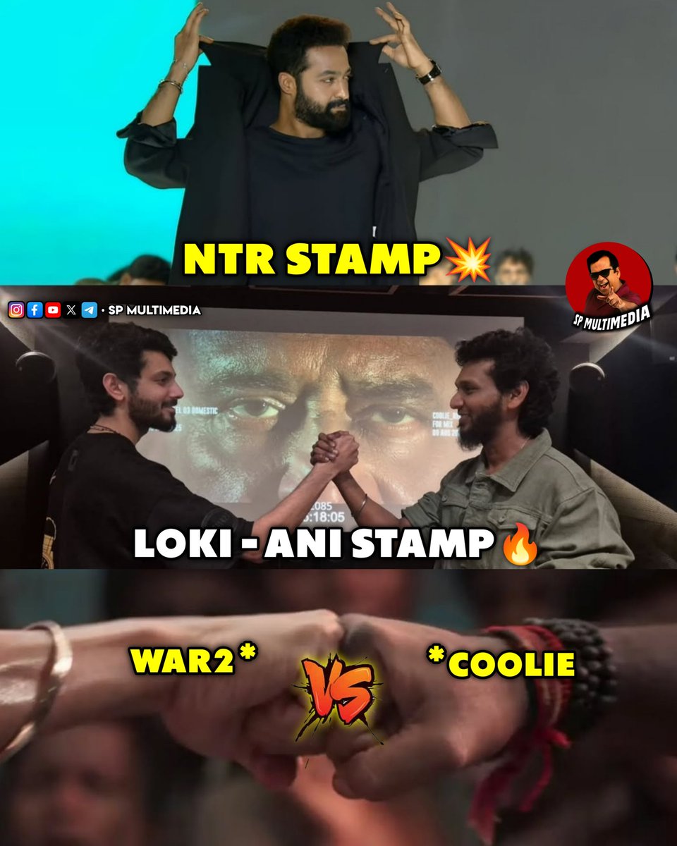 SPC_Reviews's tweet photo. Expectations are High โค๏ธ๐๐ฅ
#War2 #Coolie #Rajinikanth #AnirudhRavichander #NTR #HrithikRoshan #HrithikvsNTR #CoolieThePowerHouse #CoolieFromAug14 #War2PreReleaseEvent #LokeshKanagaraj #SPEdits #SPMultiMedia https://t.co/cC4DLIONxA