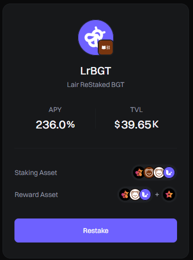 [ LrBGT ] 

1⃣ Basic Structure
: Deposit &gt; Mint &gt; Grow &gt; Redeem &gt; Happy😁

2⃣ How It Works
🐻 Users start by depositing $iBGT into the Lair Finance platform. 
🐻 In exchange, you receive $LrBGT, representing your share in the PoL farming strategy.
🐿️ Behind the scenes, your $iBGT