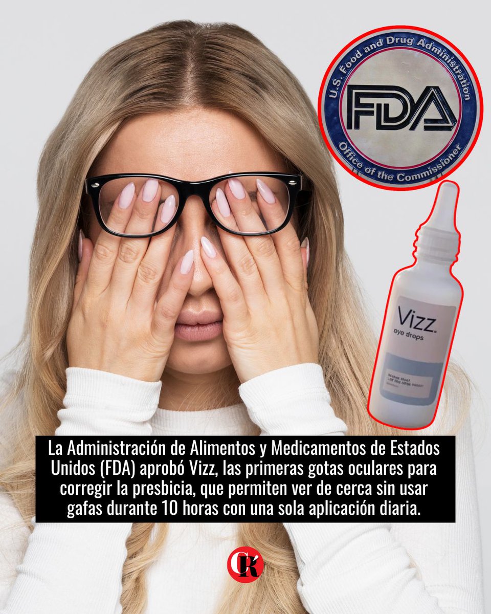 ContraReplicaPu's tweet photo. 👁️✨ ¿Adiós a las gafas de leer? La FDA aprueba las primeras gotas oculares que corrigen la presbicia por hasta 10 horas con una sola aplicación diaria.
Perfectas para ver de cerca sin complicaciones y mejorar tu calidad de vida.
¿Qué te parece? 👓
#VisiónClara #Vizz #Noticias https://t.co/cKc5b1zmze