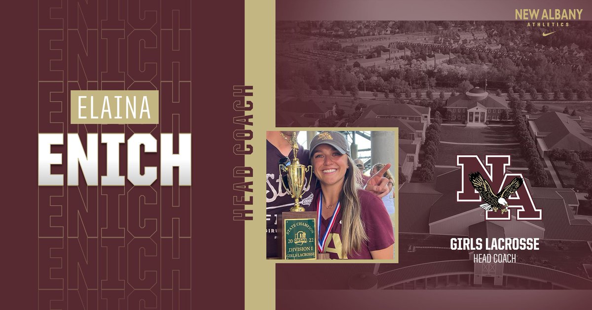 New Albany Athletics is thrilled to welcome Elaina Enich back as Head Girls Lacrosse Coach!  Enich was Head Coach from 2020-2023 and amassed a 57-12 record, along with a State Championship in 2022.  GO EAGLES!
naeagles.com/News/103265