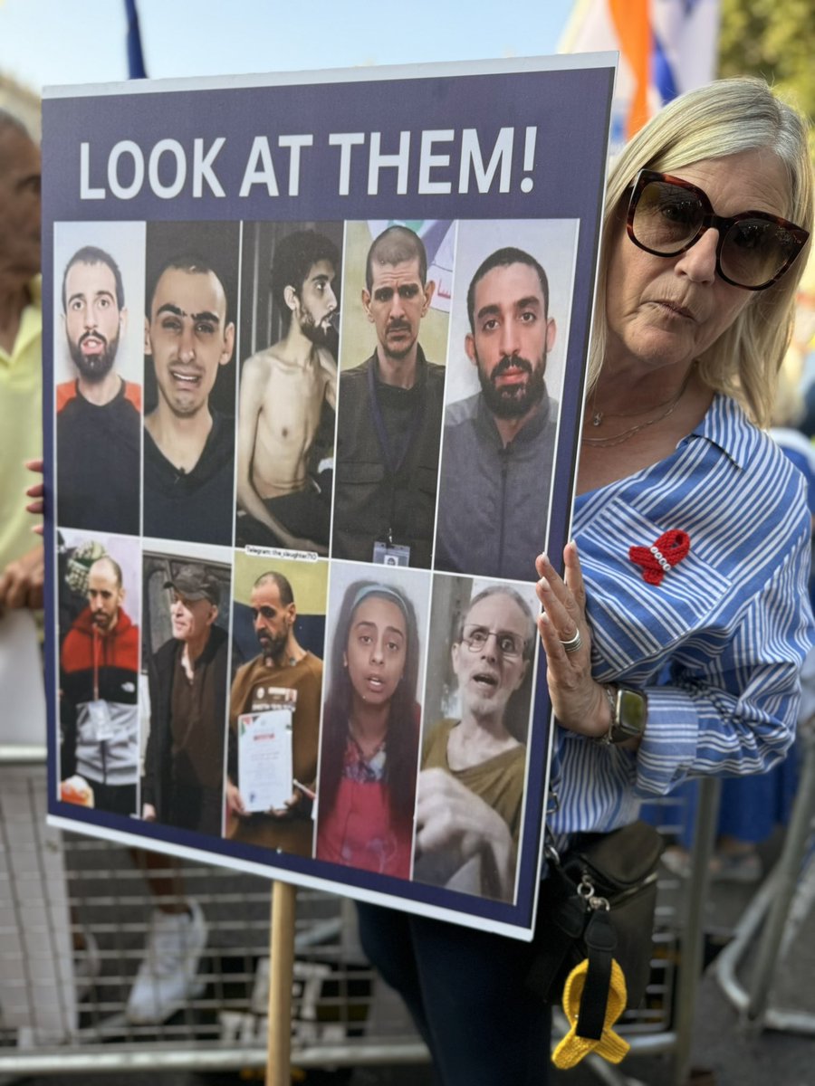 My friend Lisa Marlowe’s son Jake was murdered on October 7 by Hamas. They shot him nine times at the Nova festival. Today she fights for those not lost yet. And for those already taken. 

She fights for us to see. To look.

Look at them.