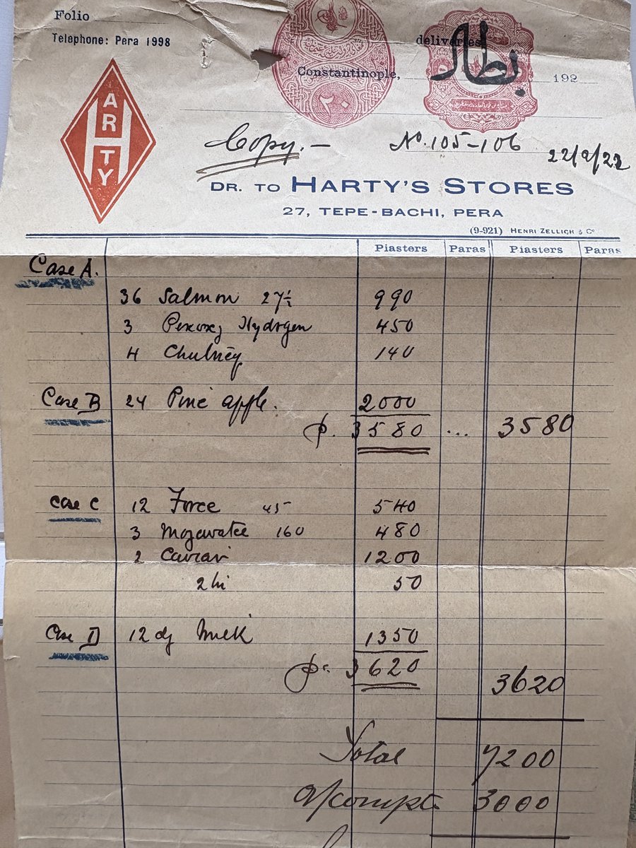 İşgal yıllarında İstanbul'da görev yapmış ABD'li bir subayın evraklarını satın aldım.
Adam yediği yemekten, kaldığı otel fişine kadar her şeyi saklamış.
Vahdettin'in İstanbul'unda, Kemalistlerin bir çiviye, bir çift çoraba ihtiyacı olduğu zamanlarda, İşgalcilerin Ananası'nı,