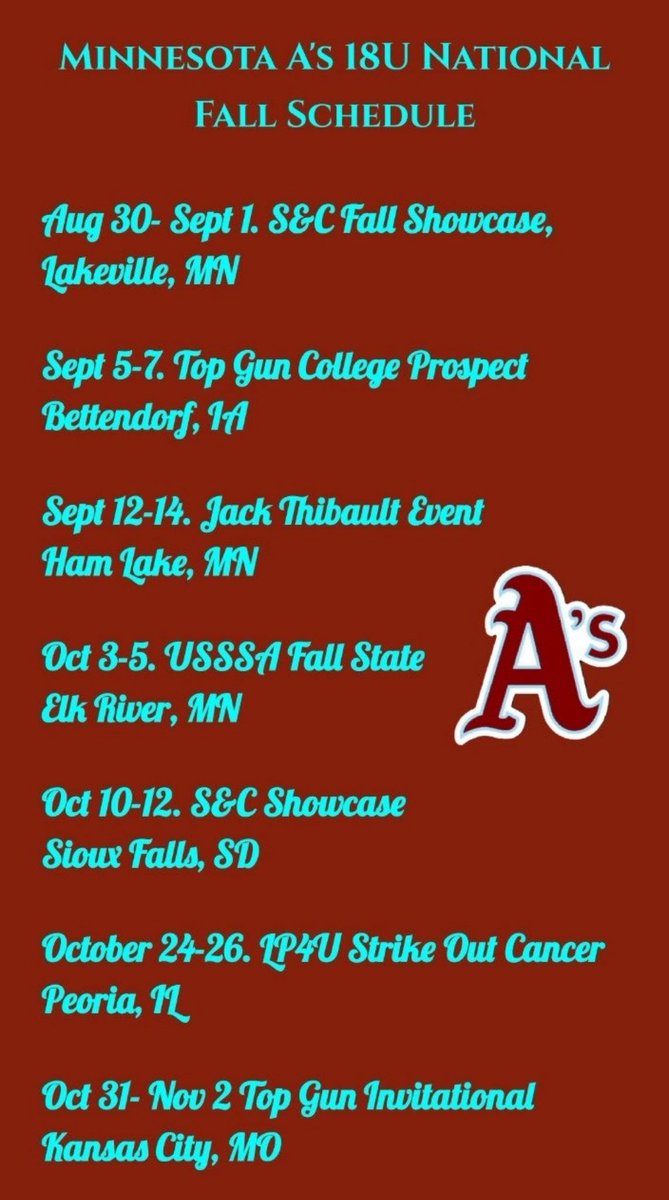 AzlynM39's tweet photo. Here is my Fall schedule. Excited to keep it rolling!
@rclick09 @MSUM_Softball @RFoore @EthanGiese4 @JPetersen23 @coachsamkorn @coachbbouman @BlugoldCoachH https://t.co/nOZMrHAy4B