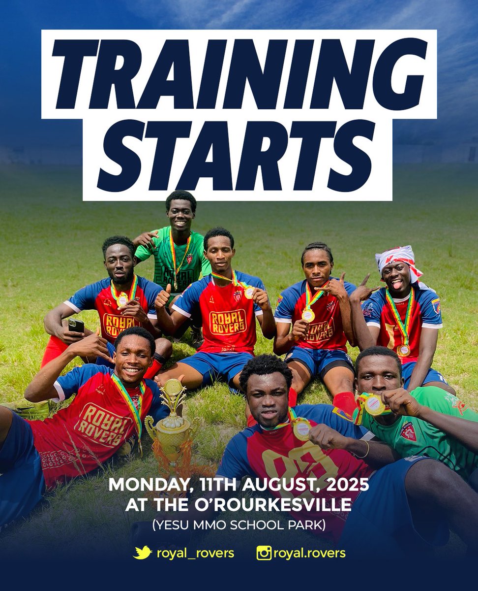 Royal_Rovers's tweet photo. Back to the grind — training kicks off tomorrow! 🏋🏾♂️⚽🔥
#TheRovers
#RRSC #WeMajor https://t.co/EIGsmIdDAq