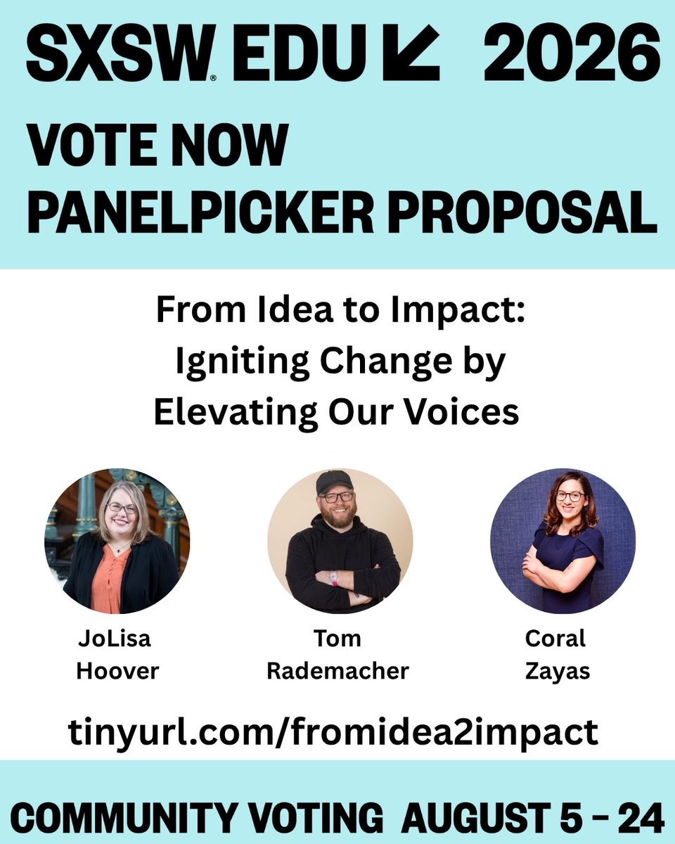 JoLisaKH's tweet photo. Please consider creating a free #SXSWedu account so you can vote for our panel. We would appreciate your vote!

https://t.co/FKb5R7tHWh

#panelpicker https://t.co/LswJVV11Dd