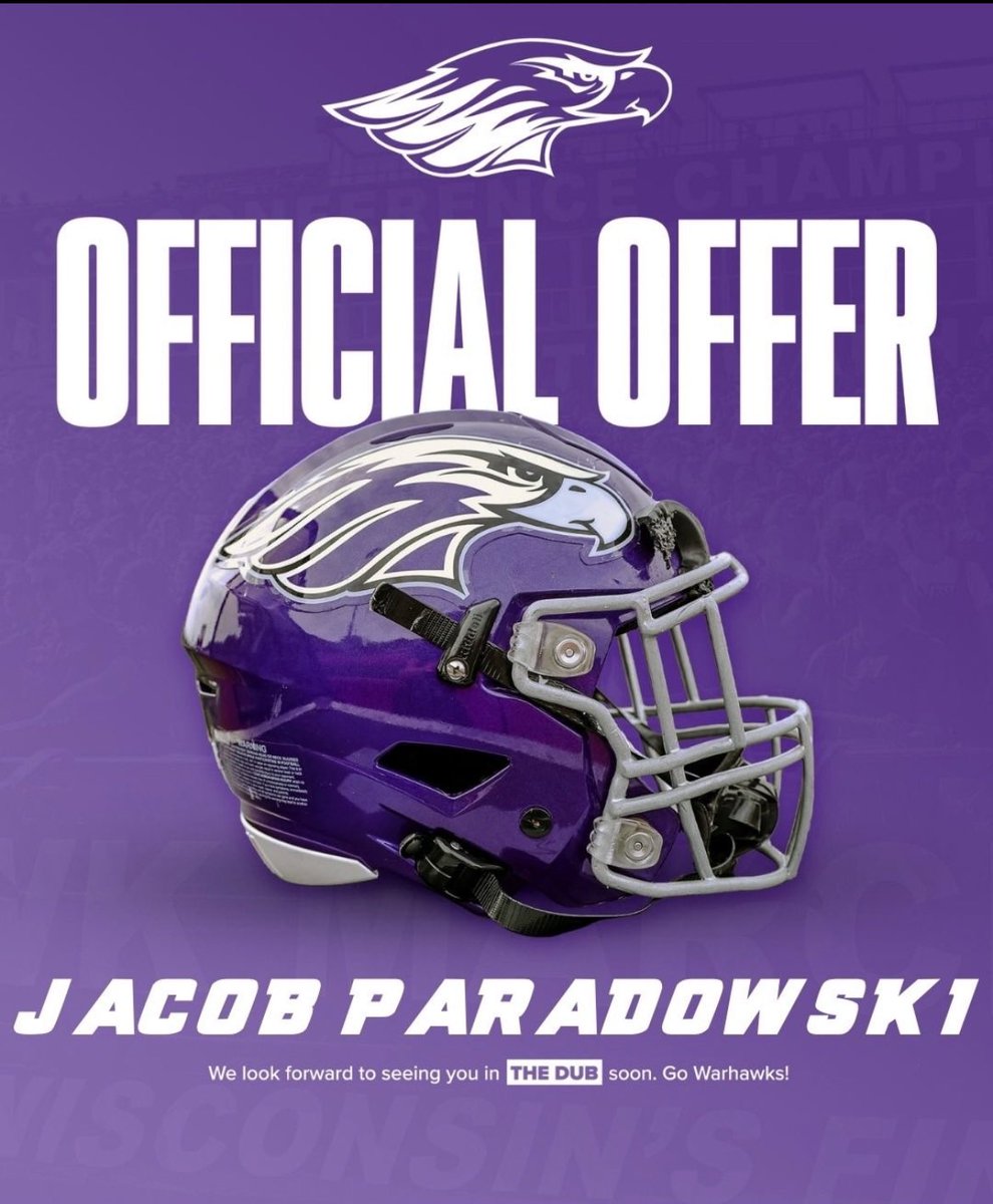 Jacob Paradowski (@paradowskijacob) on Twitter photo After a great conversation with <a href="/MilesHookstead/">Miles Hookstead</a>. I’m thankful to receive an offer to play for UW-Whitewater!! <a href="/CoachAOgden/">Alec Ogden</a> <a href="/Shoeij05/">Jacob Schumacher</a> <a href="/CoachRindahl/">Jace Rindahl</a> <a href="/UWWhitewater/">UW-Whitewater</a> <a href="/Mr_Nellis/">Joel Nellis</a> <a href="/BC_lancer_FB/">Brookfield Central FB</a> After a great conversation with <a href="/MilesHookstead/">Miles Hookstead</a>. I’m thankful to receive an offer to play for UW-Whitewater!! <a href="/CoachAOgden/">Alec Ogden</a> <a href="/Shoeij05/">Jacob Schumacher</a> <a href="/CoachRindahl/">Jace Rindahl</a> <a href="/UWWhitewater/">UW-Whitewater</a> <a href="/Mr_Nellis/">Joel Nellis</a> <a href="/BC_lancer_FB/">Brookfield Central FB</a>