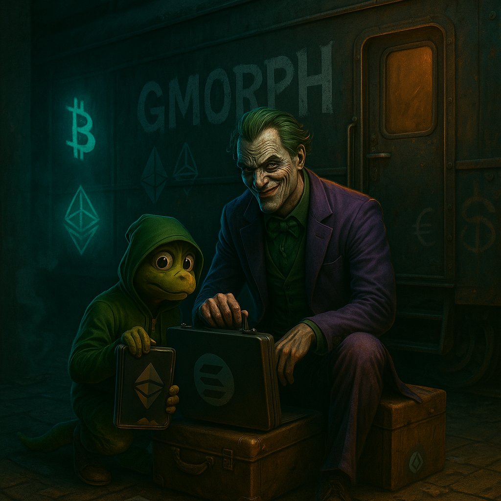 SujitSh_13's tweet image. "Morning… the hunt’s over," Joker whispers, brushing dirt off the suitcase. It creaks open—500K+ GMORPH Rewards blaze like sunrise. His smirk says it all— it’s the first step toward rewriting the bear market story.

@morphnetwork 

#GMORPH #CryptoRewards #Web3 #CryptoDreams #NFTs