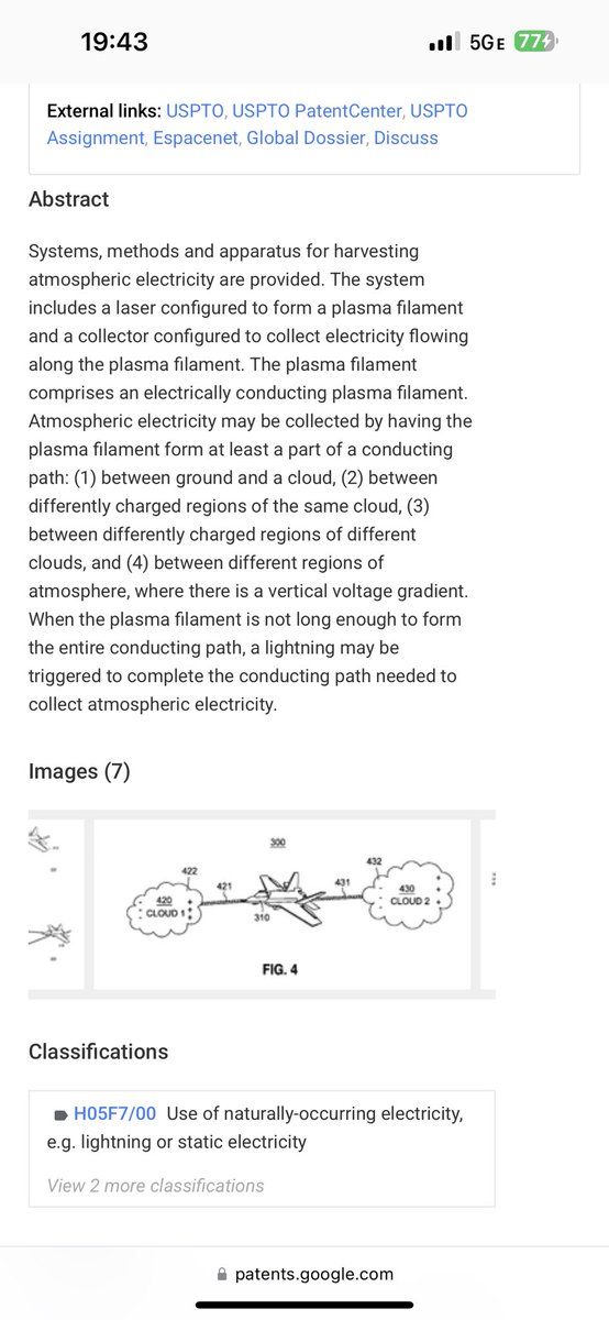 Gt5Skier's tweet photo. System for harvesting atmospheric electricity 11’ -Lockheed Martin Edward Allen. 

Using a laser to create lightening in the clouds to feed an aircraft charging system and propulsion system. 

https://t.co/EAB3TQEmG9 https://t.co/9NOIaSzyHT