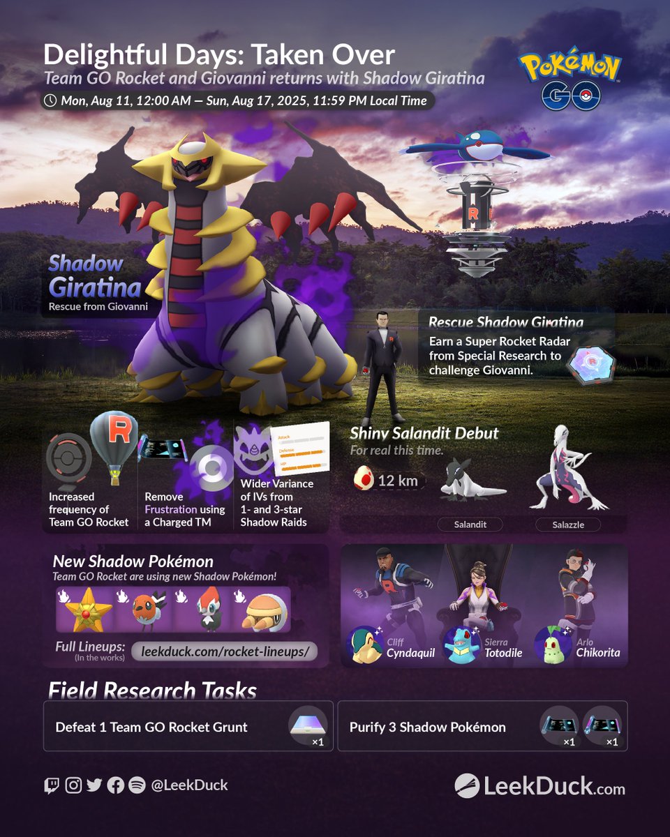 LeekDuck's tweet photo. Delightful Days: Taken Over event in Pokémon GO 

Full Details: https://t.co/DQ7grvqu4E https://t.co/lyG3FCdk3k
