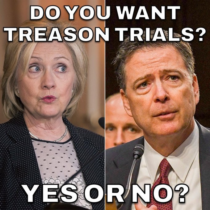 🚨BREAKING: Russiagate was a Deep State plot with Hillary Clinton and Comey's corrupt FBI peddling lies attempting to destroy President Trump.

Do you want TREASON TRIALS?

YES or NO?