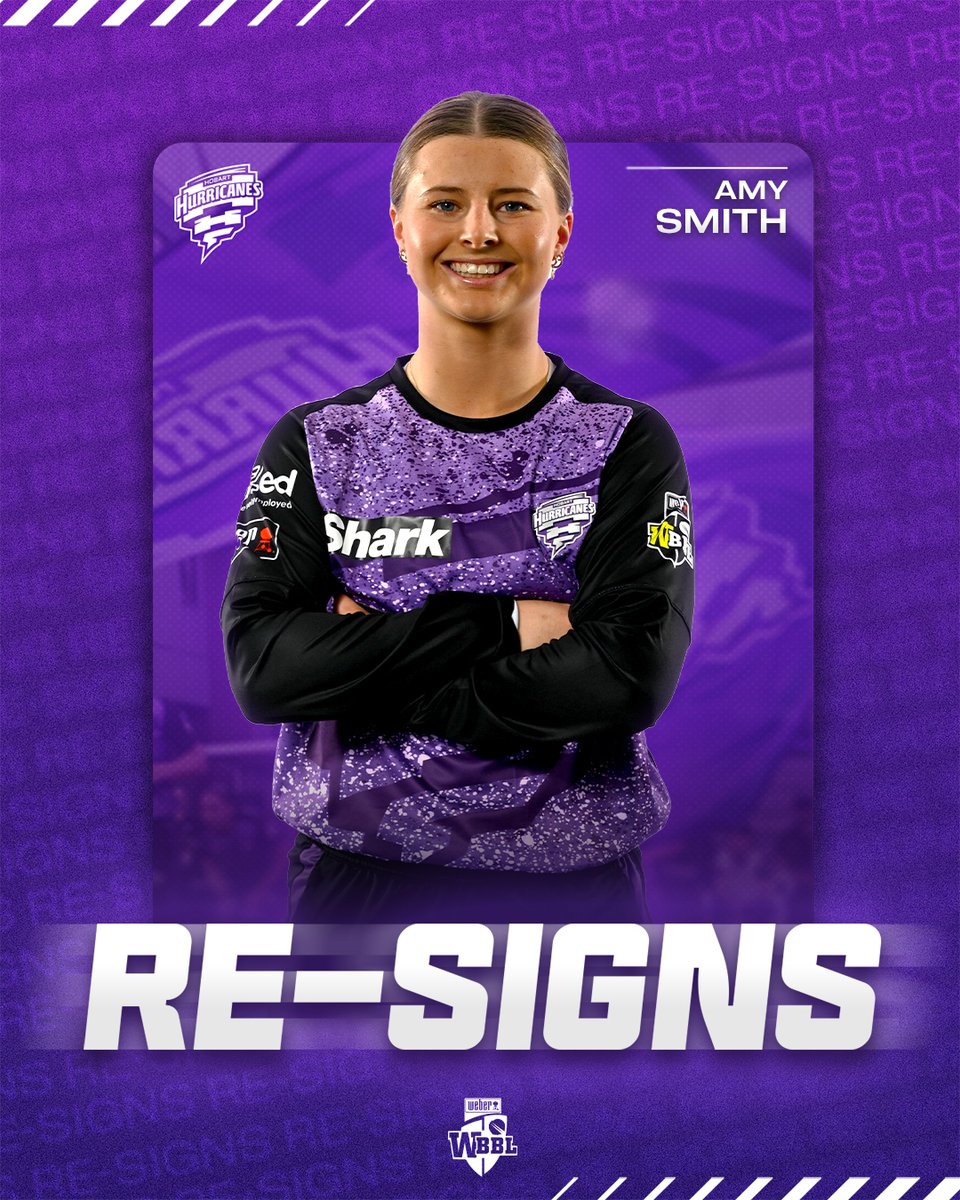 Two more years for Amy Smith 💪

The 20-year-old has re-signed with the Hurricanes through to the end of WBBL|12.