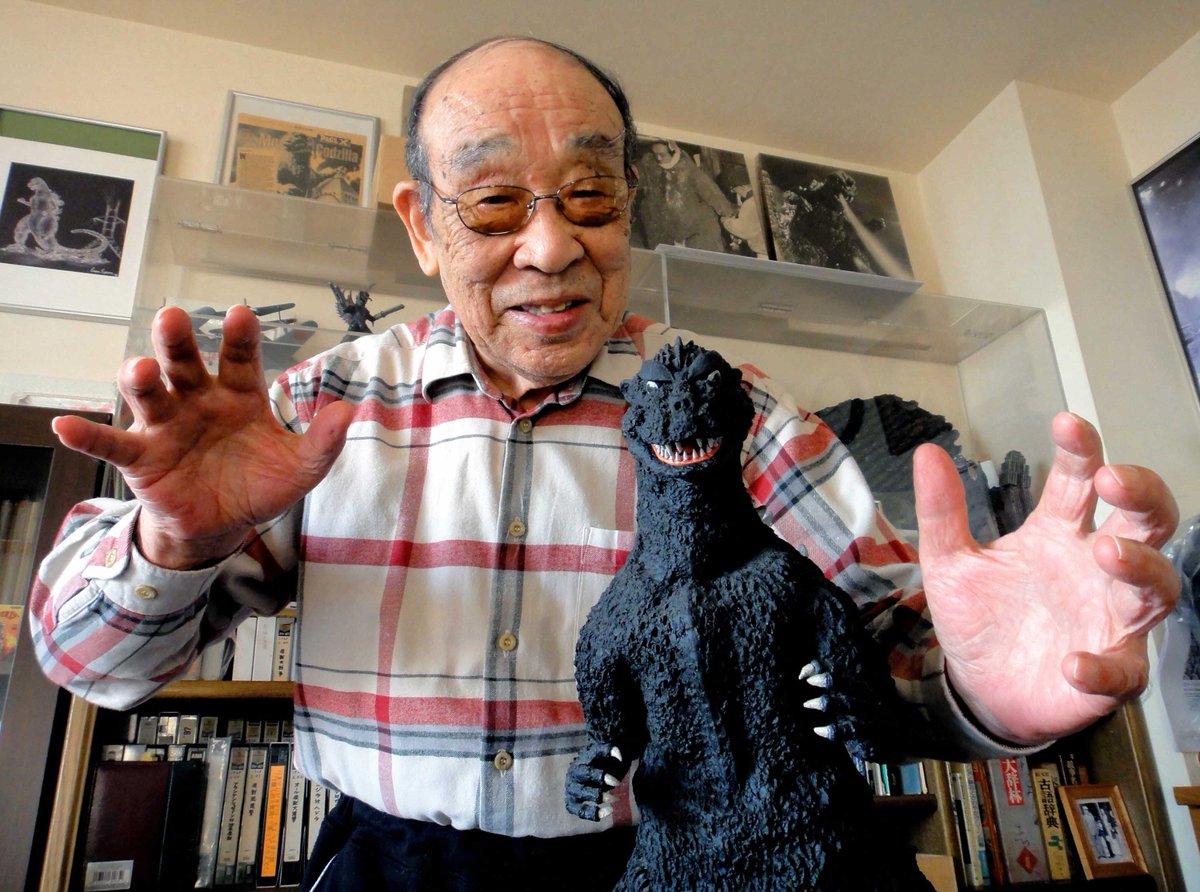 Godzilla_shots's tweet photo. Remembering Godzilla Showa suit actor Haruo Nakajima on the anniversary of his passing https://t.co/92pnxkrnqC