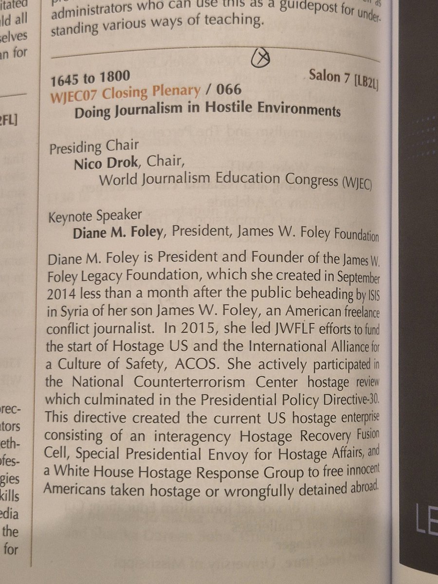 TraumaLiteracy's tweet image. Diane M. Foley gave a thought-provoking talk about 'Doing Journalism in Hostile Environments' at the closing plenary of the WJEC conference in San Francisco @AEJMC @LeonaONeill1 @PascalGuenee @tlpix @WakeinFright @karenfw2 @BEAWebTweets @glendacooper
