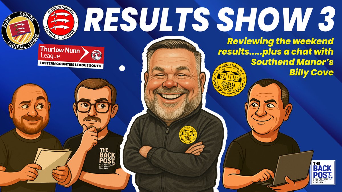 As we prep for tomorrow's show, we'll be joined in the studio by <a href="/SouthendManorFC/">Southend Manor FC</a> boss <a href="/BillyCove10/">Billy Cove</a> 

<a href="/EssexSenior/">Essex Senior League</a> <a href="/ThurlowNunnL/">TNL</a> <a href="/eofl/">eofl</a> <a href="/EssexCountyFA/">Essex County FA</a> 
#thebackpostshow